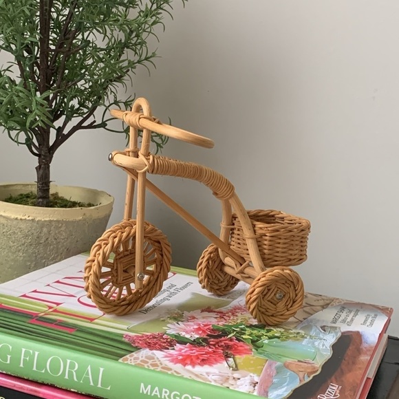 Bike Woven Basket Container Wicker Rattan‎ mini home decor doll play nursery - Picture 1 of 8